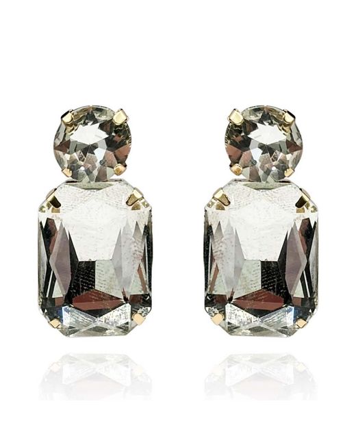 Michael Nash Jewelry Metallic Neutrals Adelle Clear Crystal Octagon And Round Stone Drop Earrings