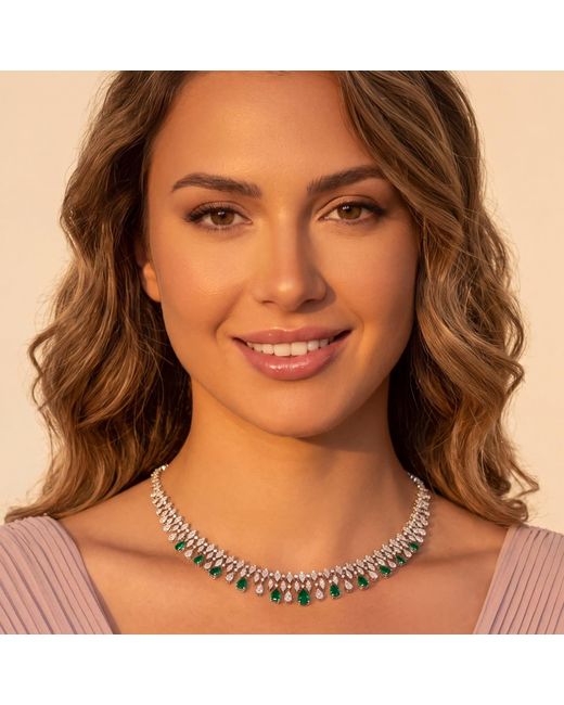 Latelita London Metallic Duchess Emerald Statement Necklace