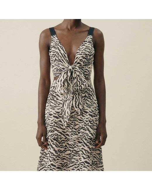Polko Metallic Sia Zebra Convertible Tiered Dress