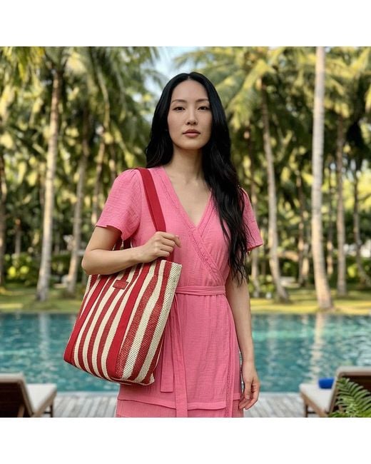 Nooki Design Red Hackney Stripe Shopper