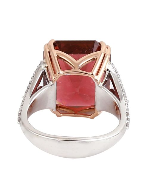 Artisan Red Natural Tourmaline & Diamond Cocktail Ring