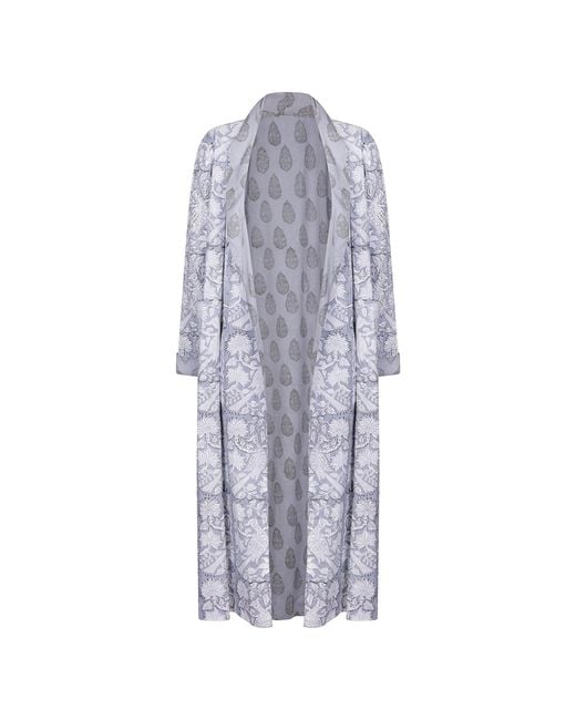 NoLoGo-chic Blue Paisley Reversible Robe Cotton Charcoal
