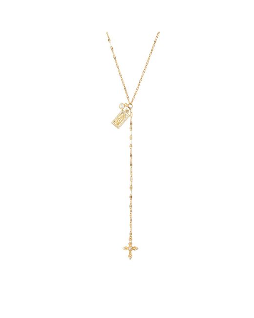 Alexie of Athens Metallic Collected Charms Cross Lariat