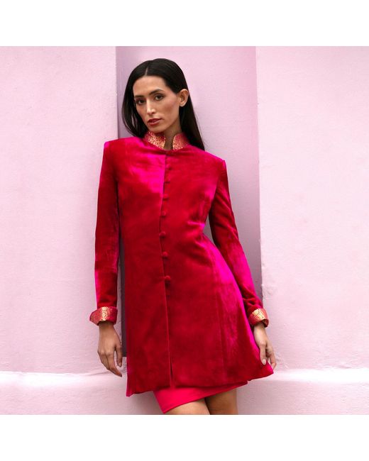 Beatrice von Tresckow Red Raspberry Regal Velvet Grace Jacket