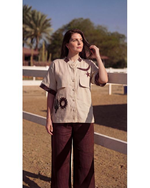 Muda Clothing Fz Llc Brown Emara Linen Pant
