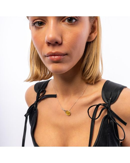 Spero London Metallic Sterling Tennis Racket Necklace