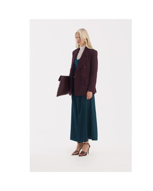 Julia Allert Green Satin Ankle-Length Dress With Belt
