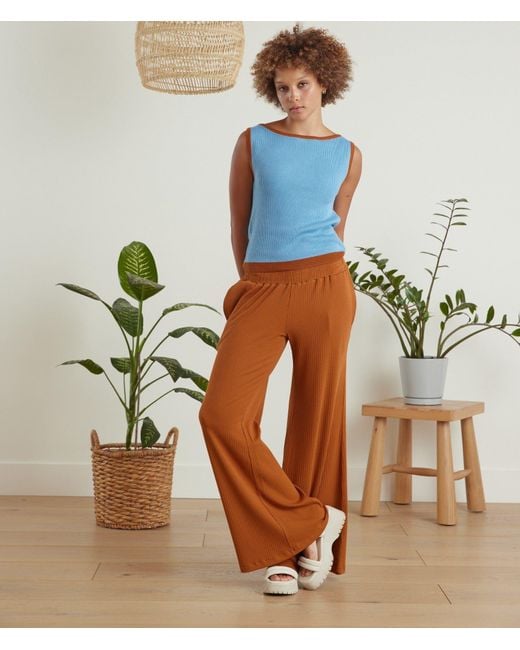 Known Supply Brown Wide Leg Ribbed Pants