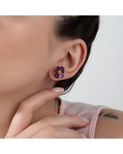 Milou Jewelry Purple Petite Flower Earrings