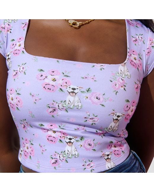 Cloud Haven Pink Smiling Pit Square Neck Tee