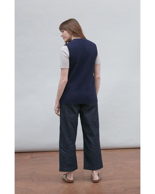 Paul James Knitwear Blue Lambswool Laura V Neck Waistcoat With Pockets