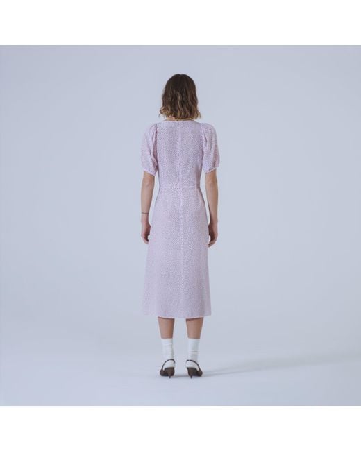 SVETA Milano Purple Berkeley Polka-Dot Silk Dress