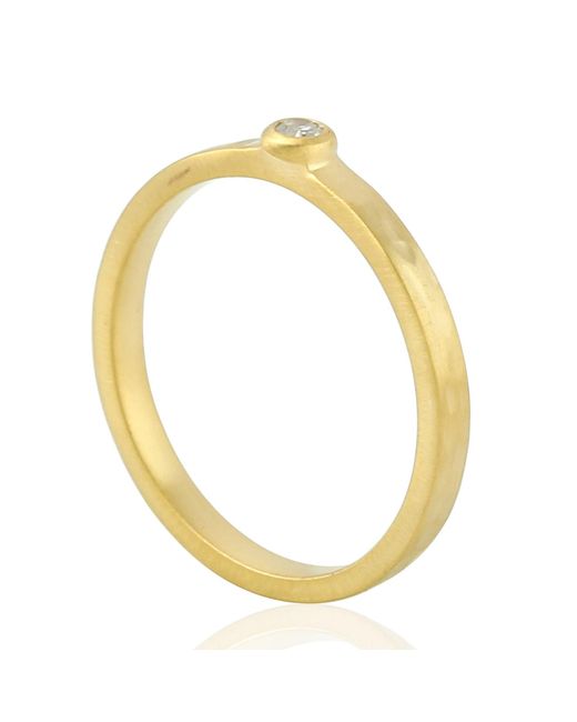 Artisan Metallic Minimal Bezel Set Diamond Ring