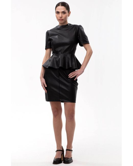Maison Bogomil Black Faux Leather Mini Skirt