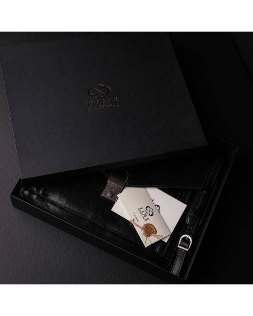 Time Resistance Black Classic Design Leather Briefcase for men