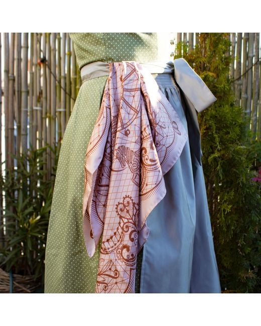 Lamberty Munich Natural Horse Festivity Midi Silk Scarf Pastel