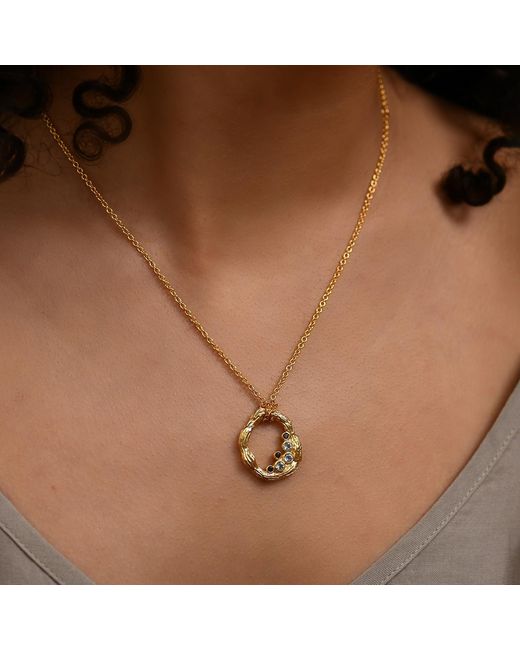 Janus Edinburgh Metallic Vermeil Organic Styled Oval Texuture Garnet Sistrum Necklace