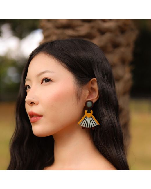 Gissa Bicalho Yellow Handmad Acrylic Earring Araça Mustard