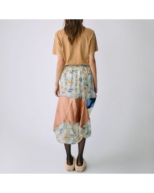 Miro Misljen Blue Patchwork Print Midi Skirt