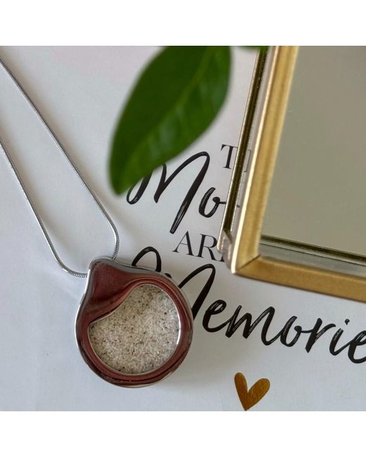 My Little Nature Blue Neutrals Handcrafted Designer Necklace With Natural Beach Sand – Vacation-Inspired Jewelry Pendant