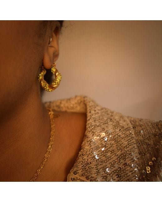 Superdivajewellery Metallic Crystal Diamante Hoop Earrings