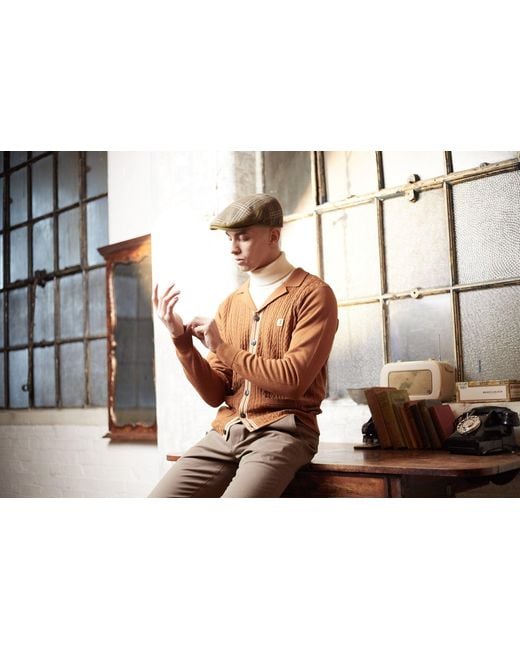 Dasmarca Hats Brown Luis Tweed Checks Italian Flat Cap for men