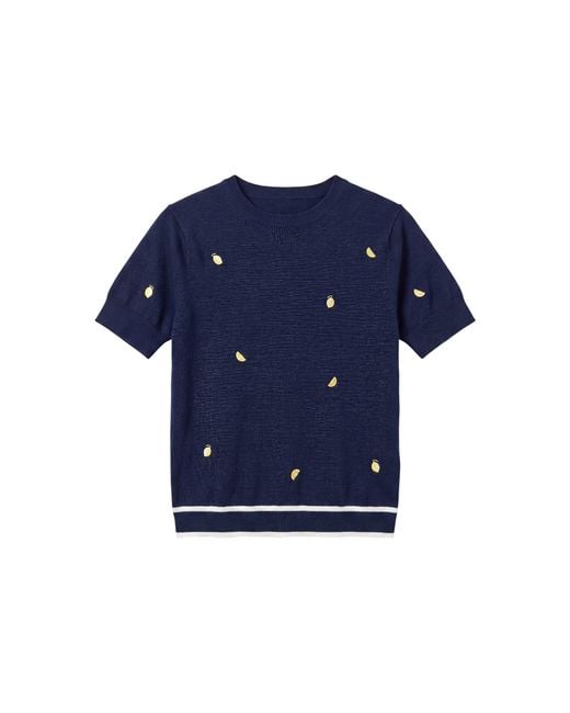 Brodie Cashmere Blue Lemon Ditsy Embroidery Tee