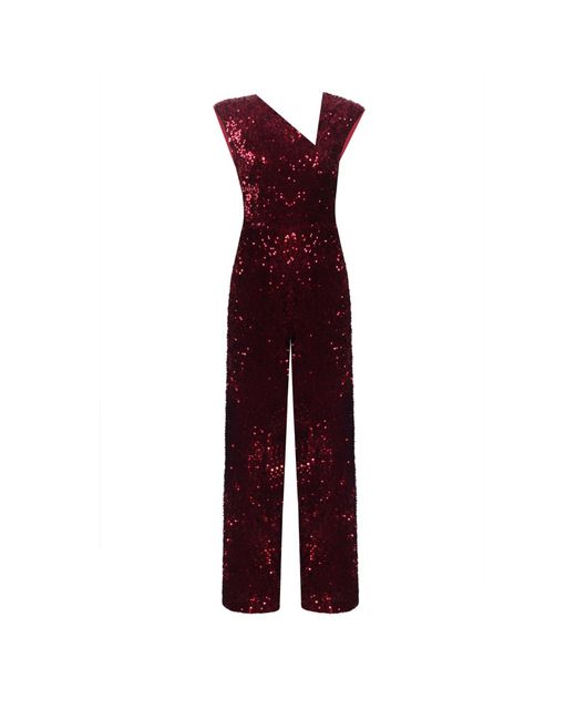 NALÈ Purple Burgundy Velvet Sequin Jumpsuit – Festive Party Style