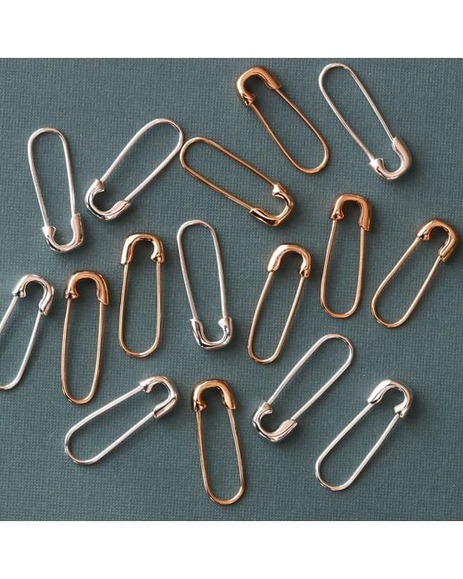 Kris Nations White Safety Pin Earrings Sterling