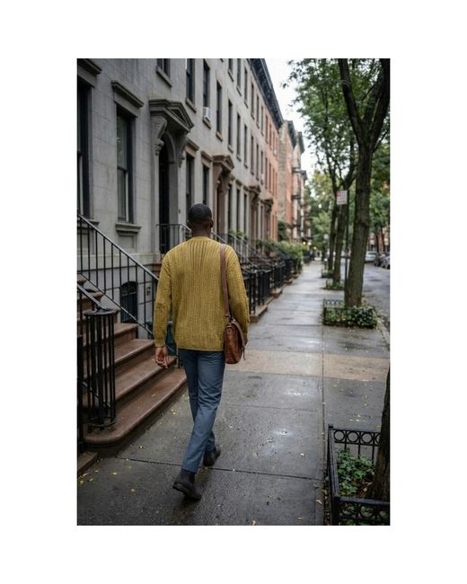 Modenaire Green Open Knit Cotton Cardigan Relaxed Fit Refined Texture for men