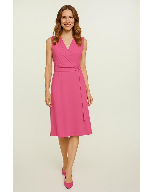 Conquista Pink Orchid Sleeveless Jersey Dress With Waist Tie