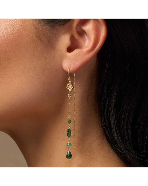 Karma and Luck Metallic Jade Lotus Drop Earrings – Growth & Harmony Gemstone Jewelry – Peaceful Perspective