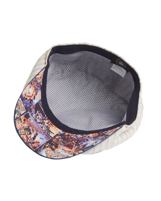 Dasmarca Hats Gray Neutrals Lloyd Stripe Peaked Summer Italian Linen Bakerboy Newsboy Cap for men