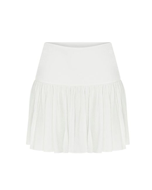 NAZLI CEREN White Lola Ruffled Mini Skirt