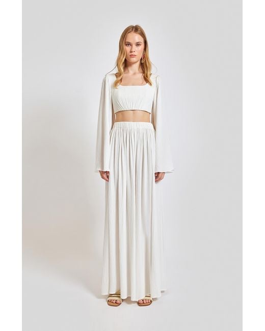 Lilamie White Amalfi Relaxed Fit Oval Neck Summer Crop Top