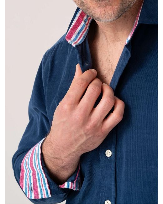 Koy Clothing Blue Dark Cord Shirt for men