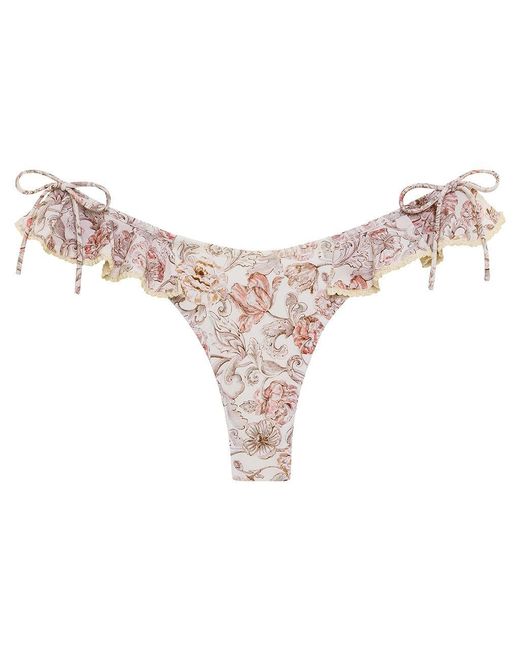 Montce Pink Venecia Floral Uno Ruffle Bows Bikini Bottom