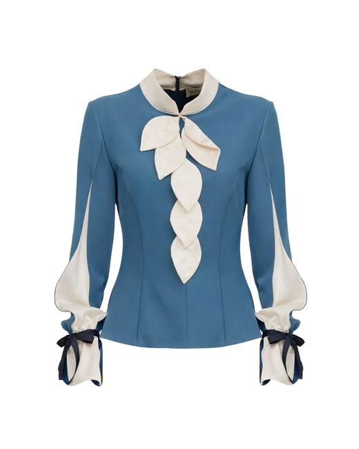 Julia Allert Blue Elegant Fitted Blouse – Pale