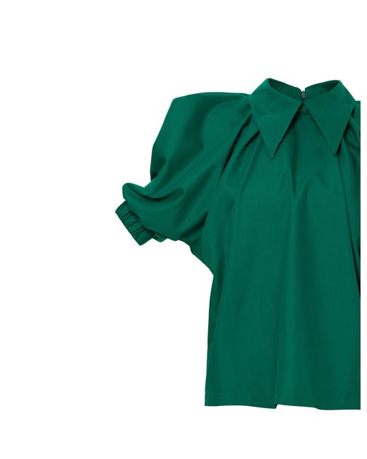 Julia Allert Green Designer Puff Sleeve Blouse –