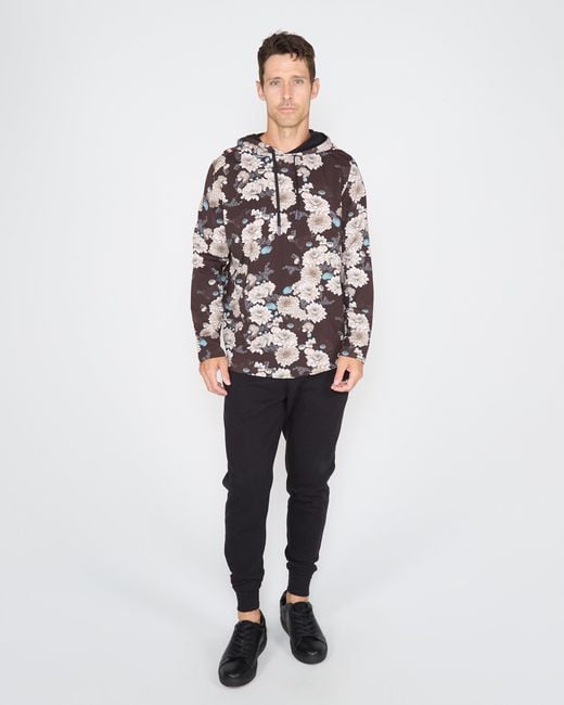 Lords of Harlech Gray Horatio Serious Floral Hoodie for men