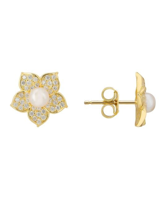 Latelita London Metallic Forget Me Not Pearl Stud Earrings