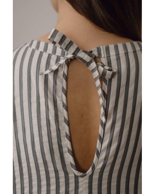 BEIRA Gray Flora Dress – Stripe Cotton