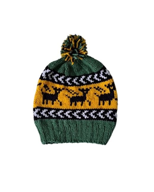Springmoonatelier Green Handmade New Year Wool Hat And Glove Set