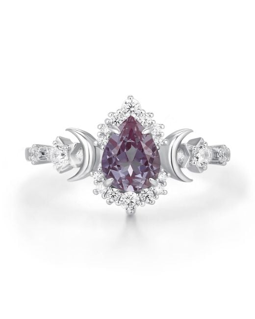 Azura Jewelry New York Metallic Galactic Pear Cut Alexandrite Ring Vermeil