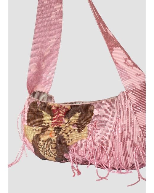 Manuela Cabrales Pink Nodosa Crystal Beads Handbag