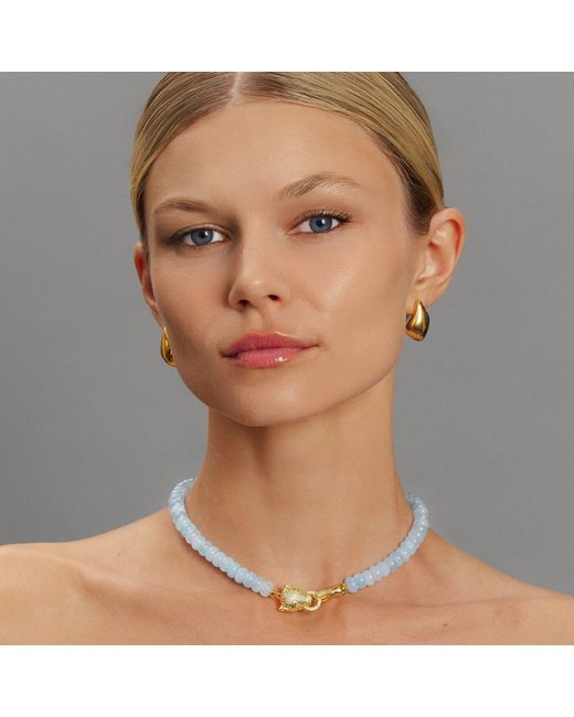 Nialaya Blue Chalcedony Choker With Panther Head