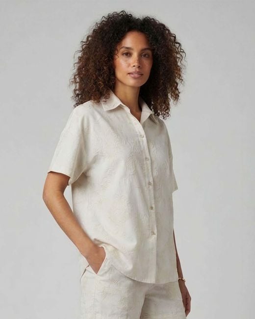 Lords of Harlech Gray Neutrals Lara Paisley Explosion Ivory Linen Printed Shirt