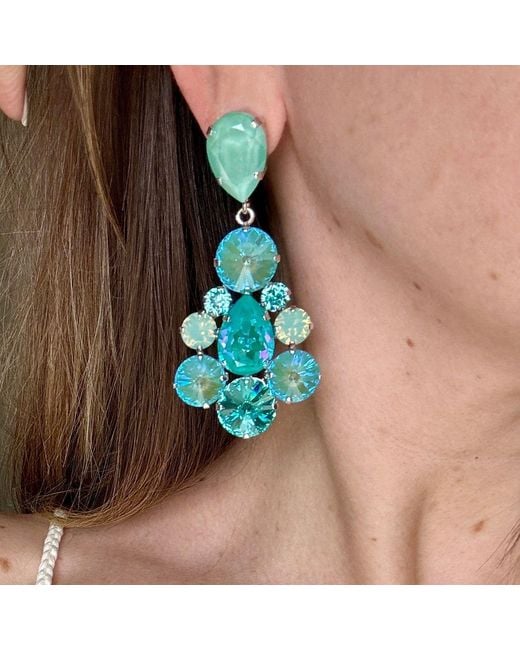 Laura Gray Green Dazzling Crystal Post Earrings