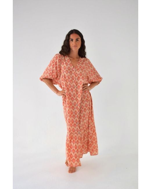 Mind Traveler Orange Mica Burgundy Dress