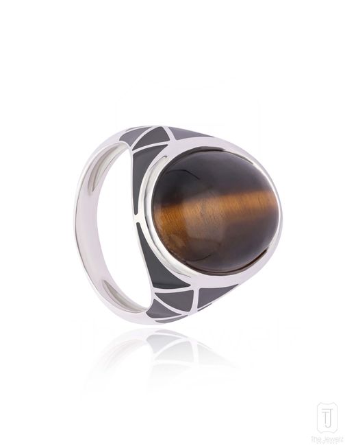 The Jewelz White Wild Ember Natural Tiger's Eye Gemstone Ring